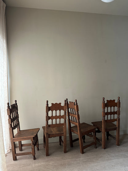 4 hand carved dining chairs. Sets of 2.