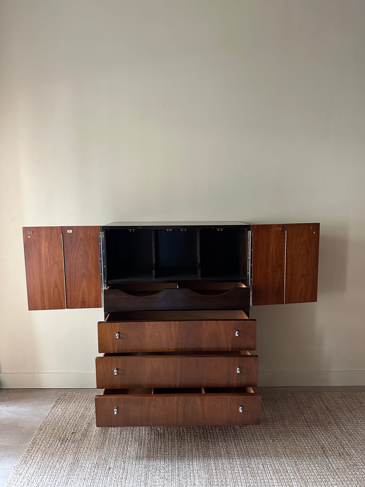Walnut and Chrome gentleman’s dresser