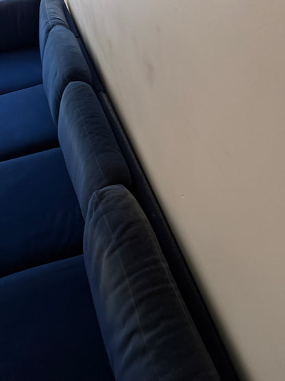 Sapphire blue modular sofa with ottomans