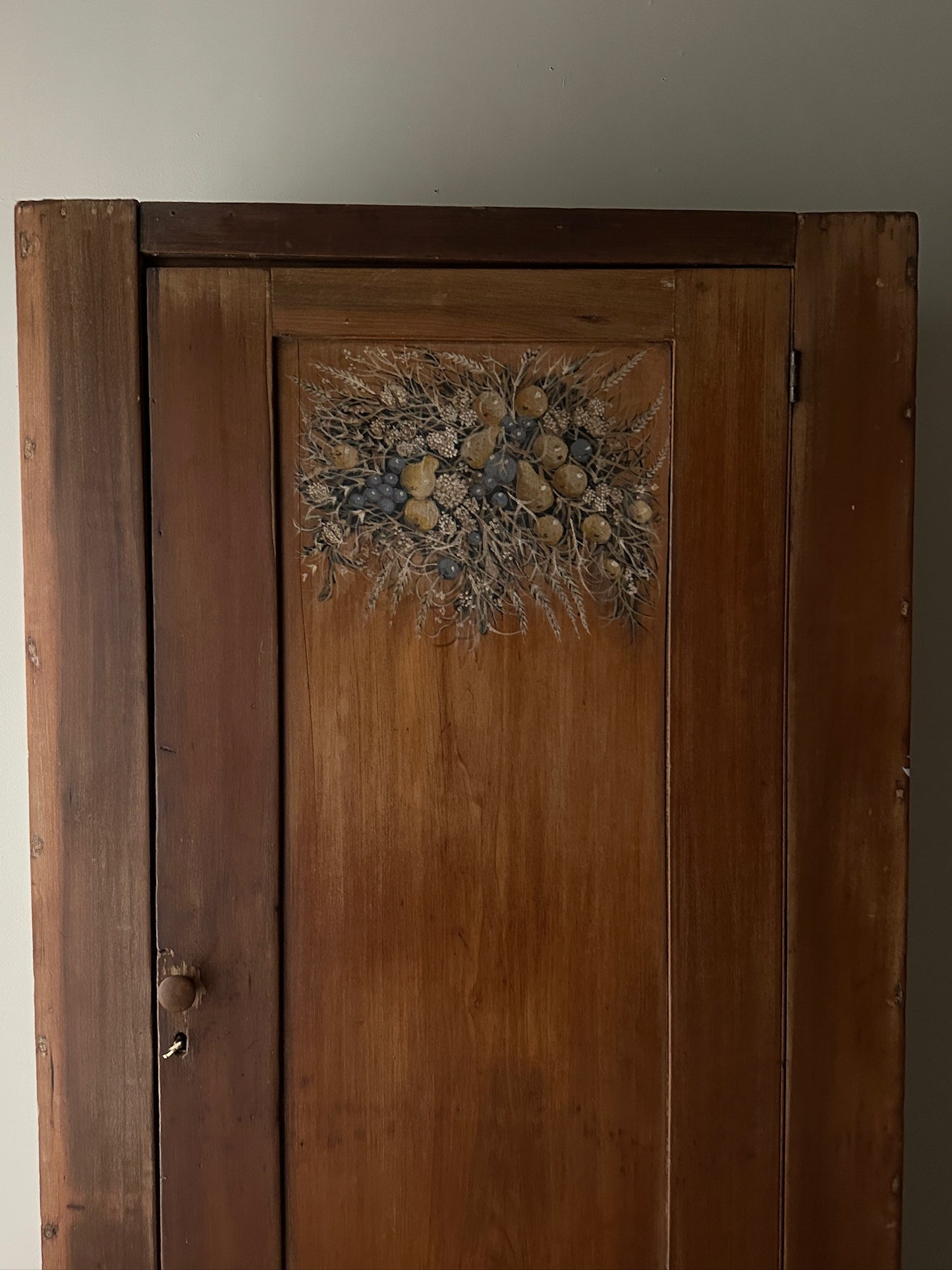 Pennsylvania Federal Pine Cupboard with Later Floral Motifs