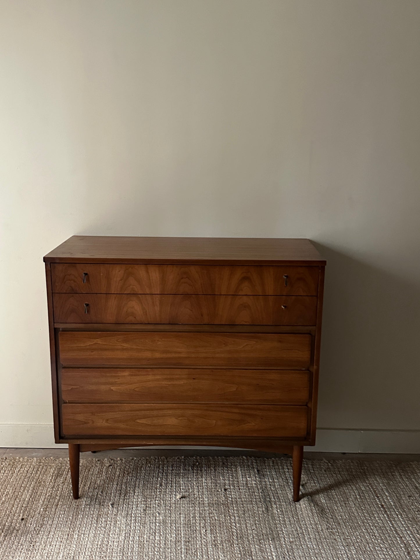 Walnut dresser with brass pulls