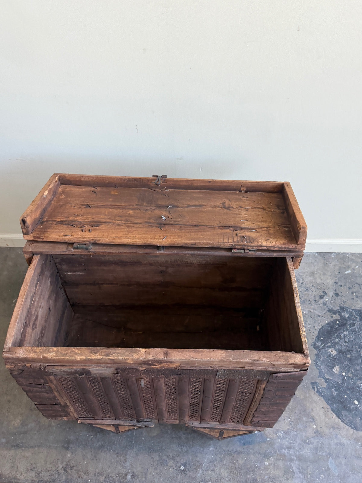 Indian dowry chest with iron hardware