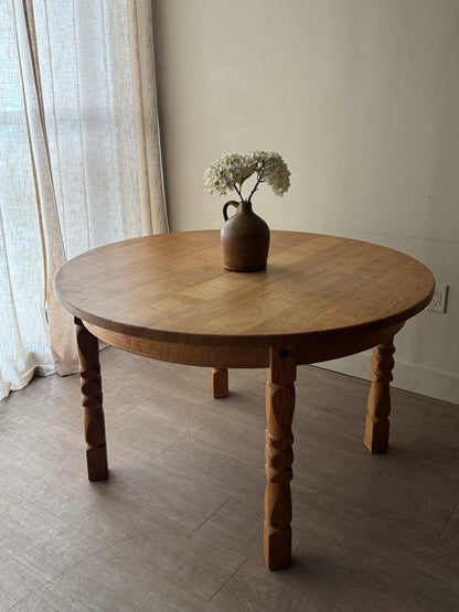 Danish oak dining table with extensions