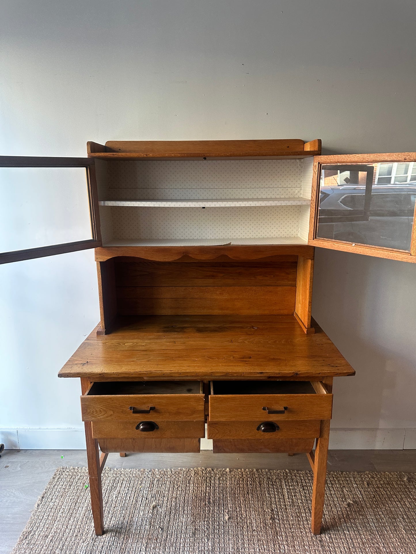 Golden oak bakers hutch