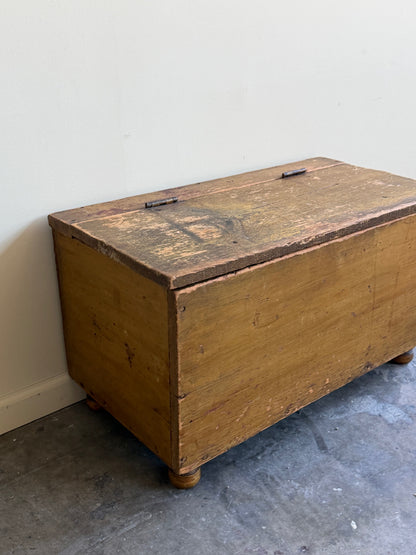 Pennsylvania Sheraton mustard painted small pine chest