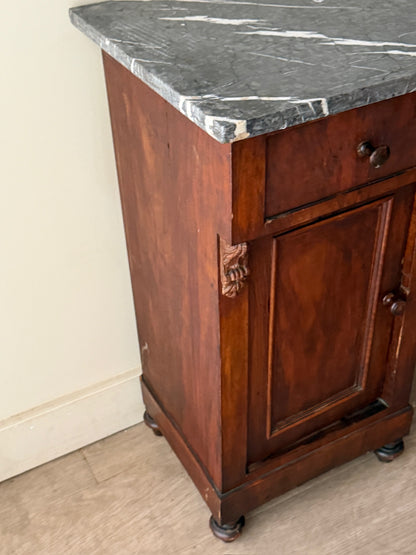 Marble top mahogany side table