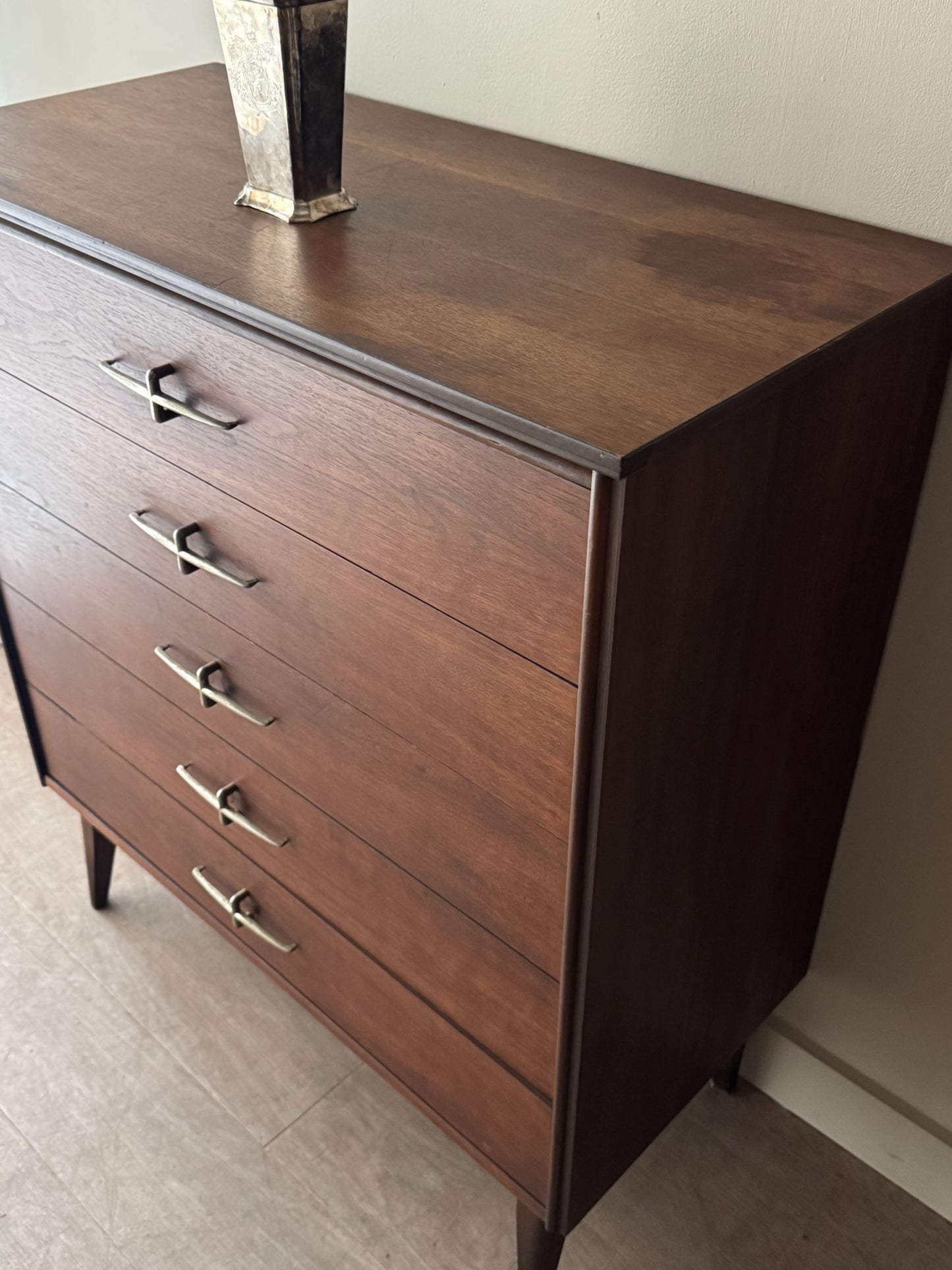 Bassett walnut tallboy dresser