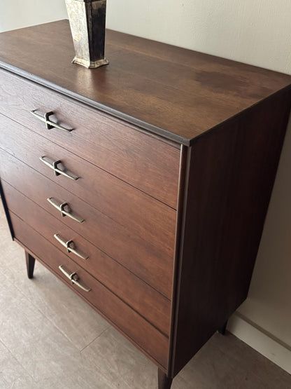 Bassett walnut tallboy dresser