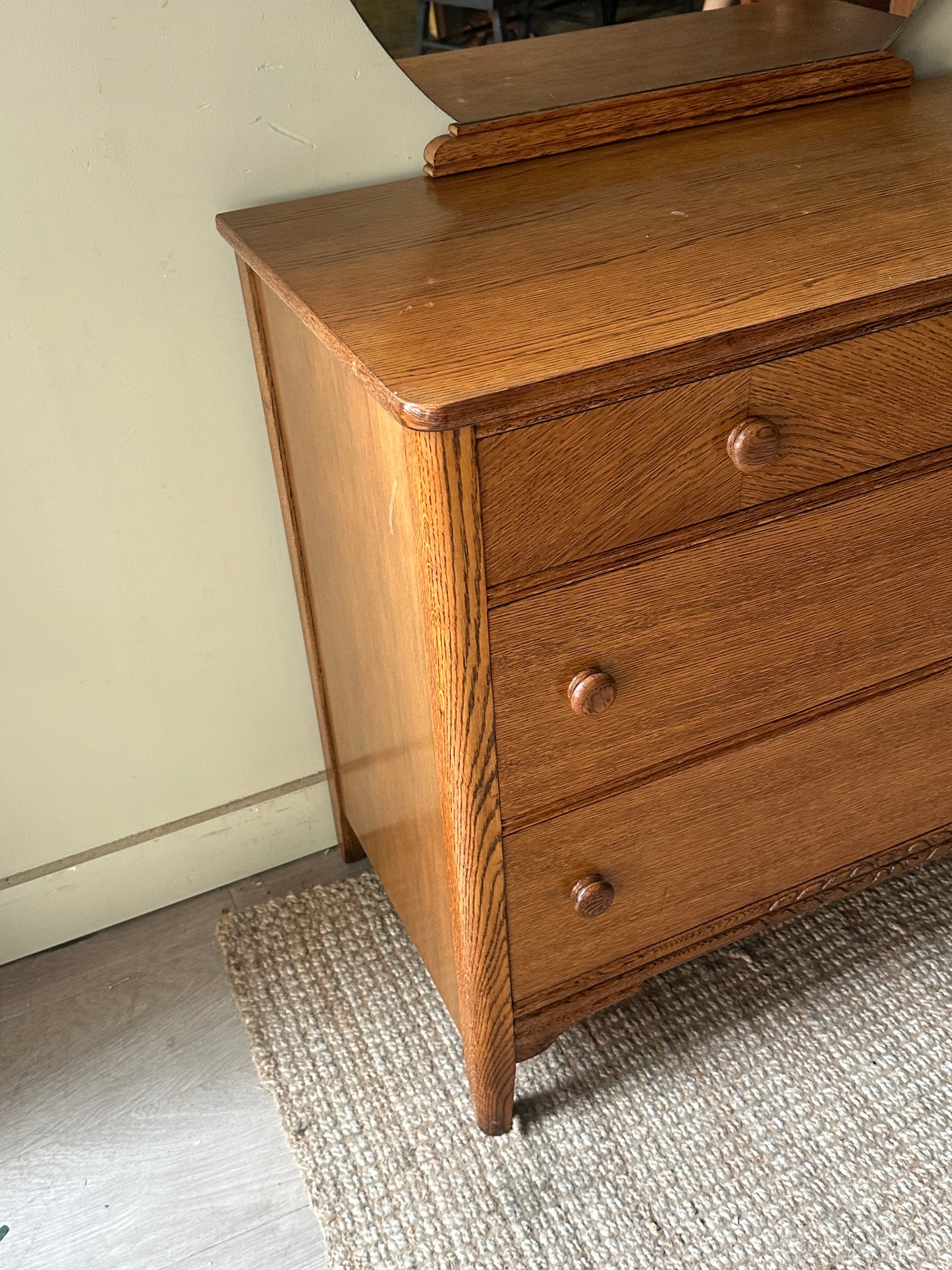 Oak dresser with vanity mirror