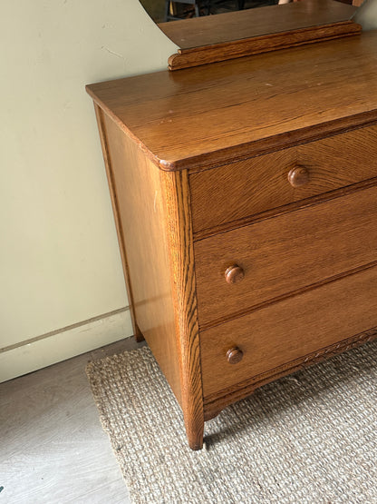 Oak dresser with vanity mirror