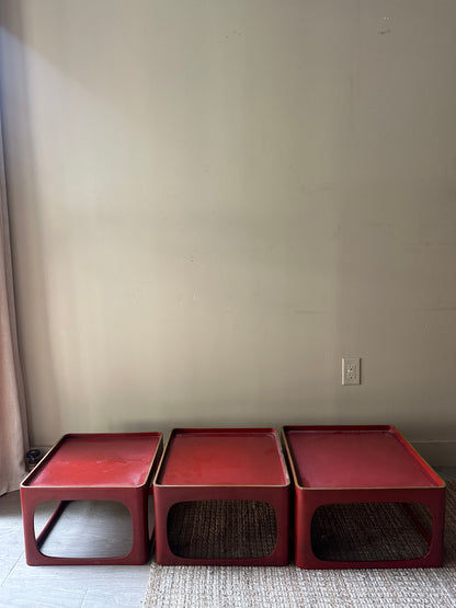 Red lacquer stacking tables