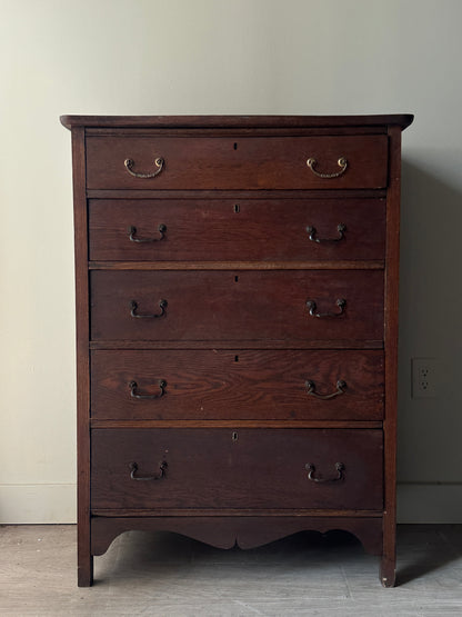 Oak dresser with brass handles - as is