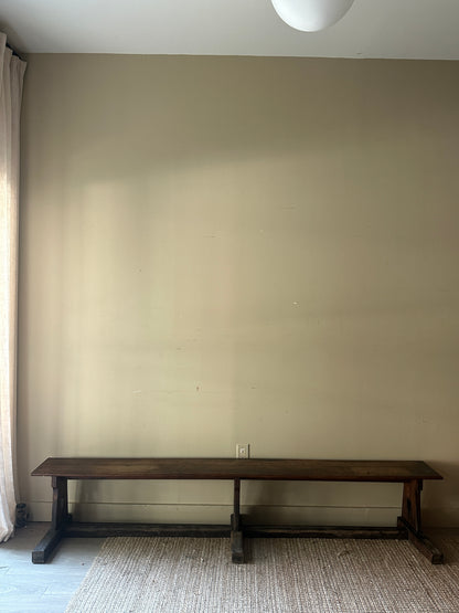 Long pine bench