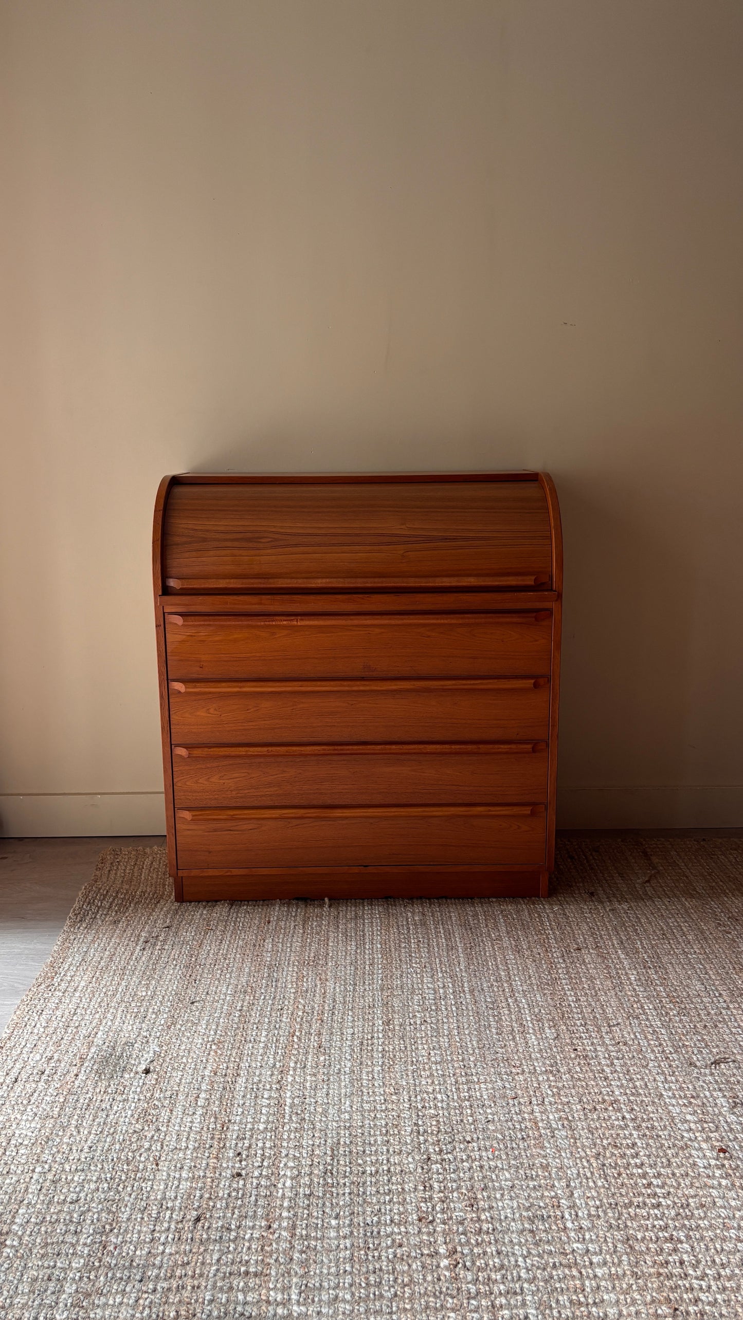 Teak roll top desk