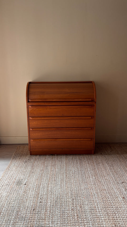 Teak roll top desk