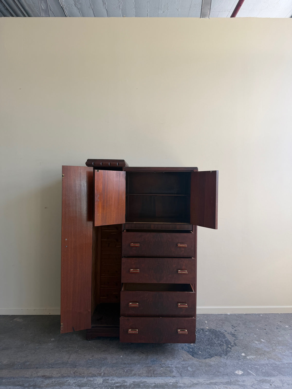 Deco walnut side by side dresser