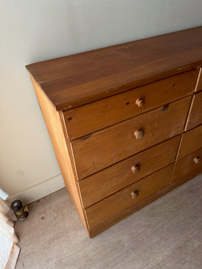 Pine 12 drawer dresser