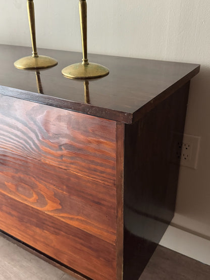 Stained pine 6 drawer dresser