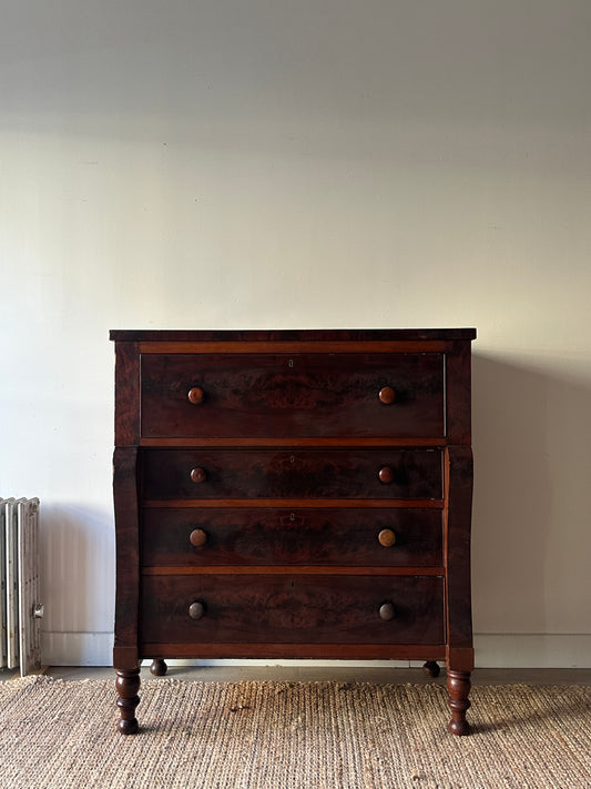 Mahogany burl front dresser