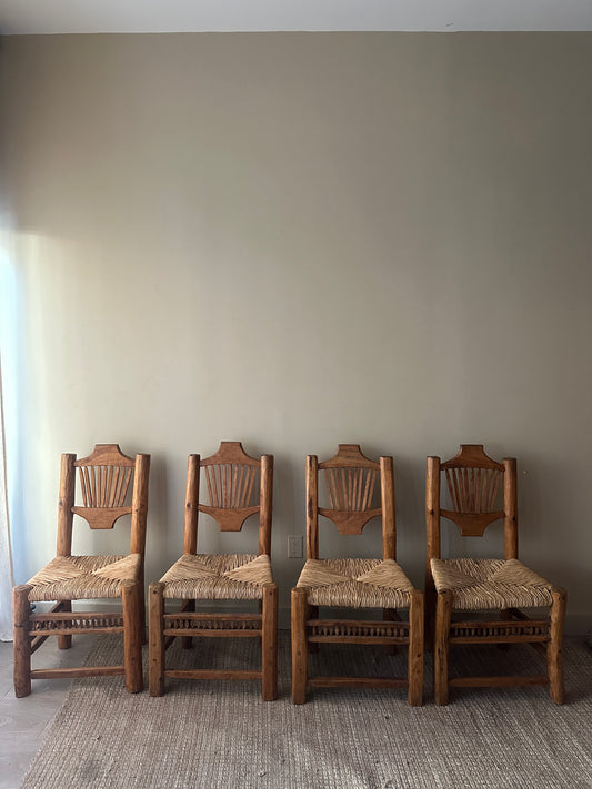 Pine rush dining chairs. (Set of 2)