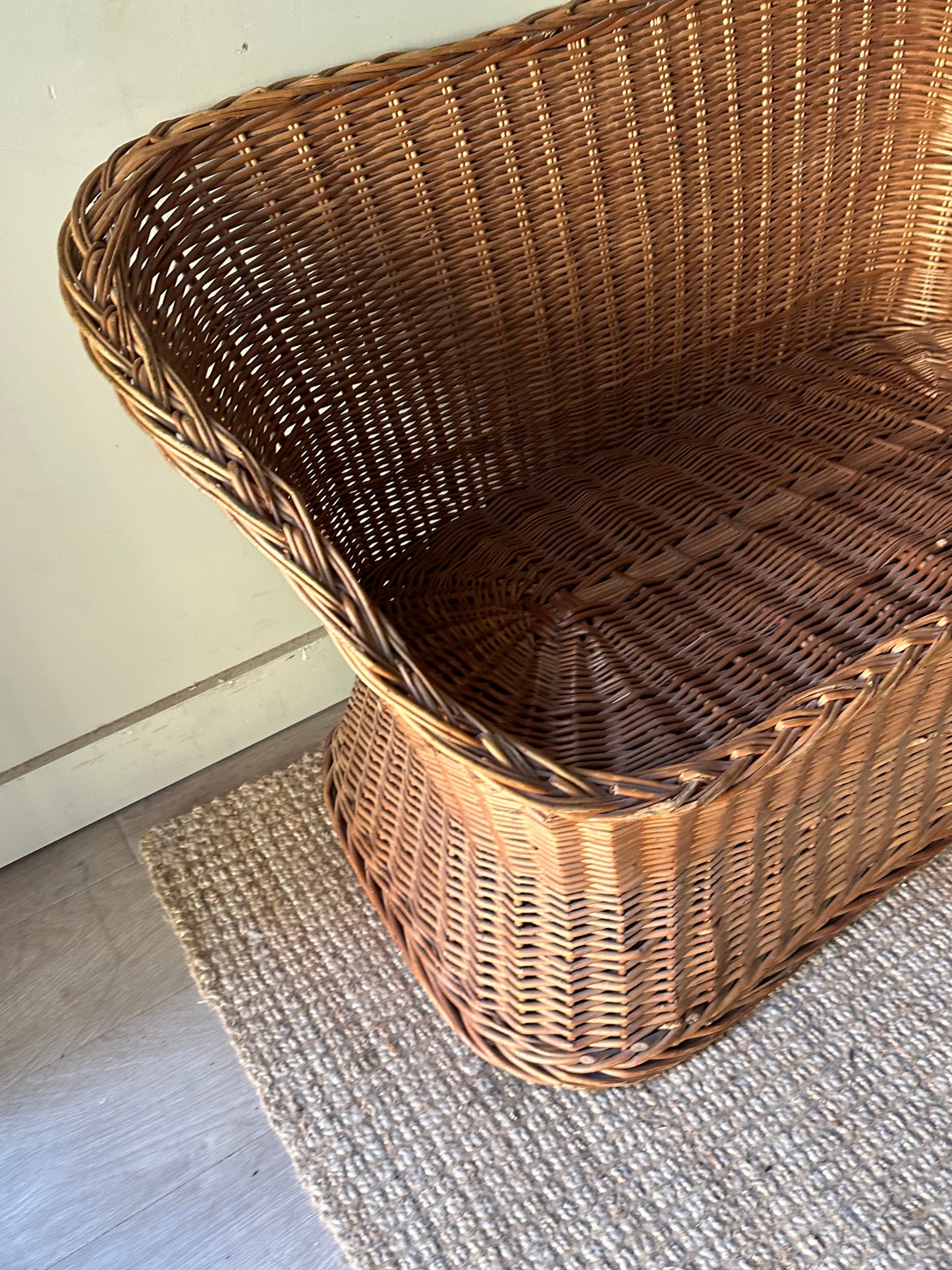 Wicker two seater lounge chair