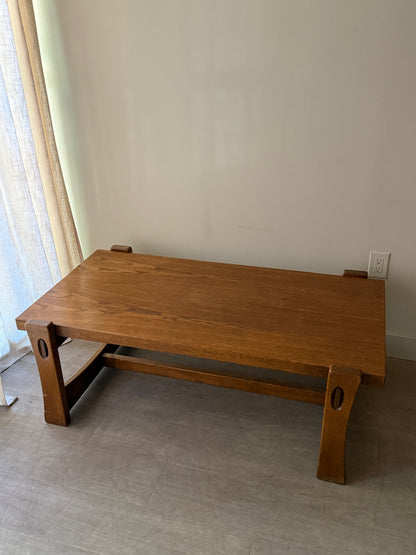 Carl Straub brutalist oak coffee table