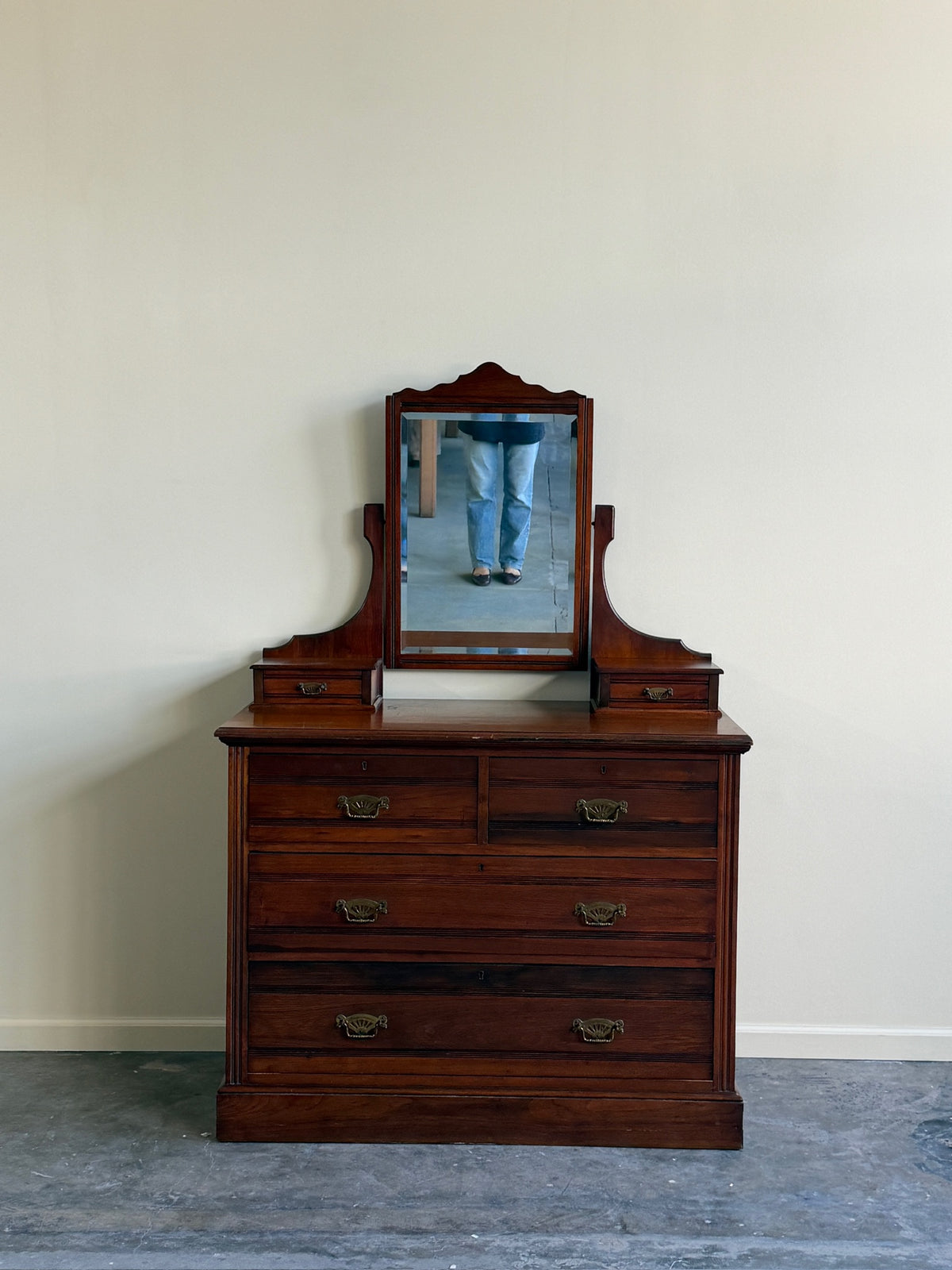 Victorian walnut dresser with mirror