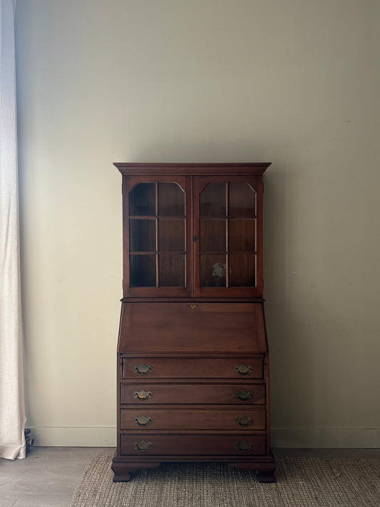 Walnut secretary hutch