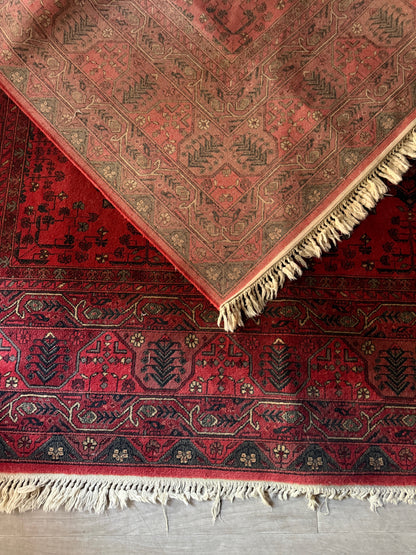 Red Afghan Ersari wool rug
