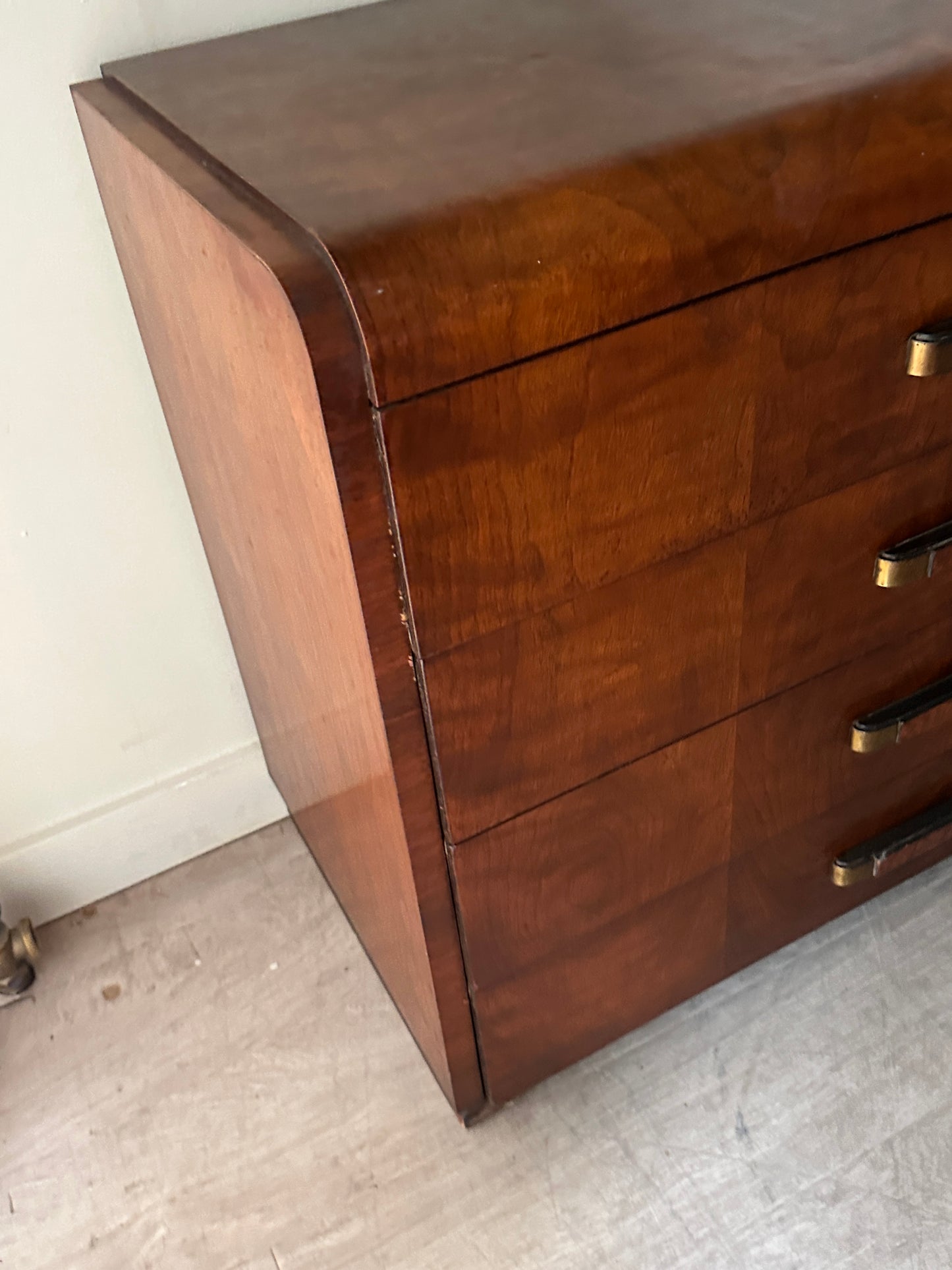 Walnut burl deco dresser