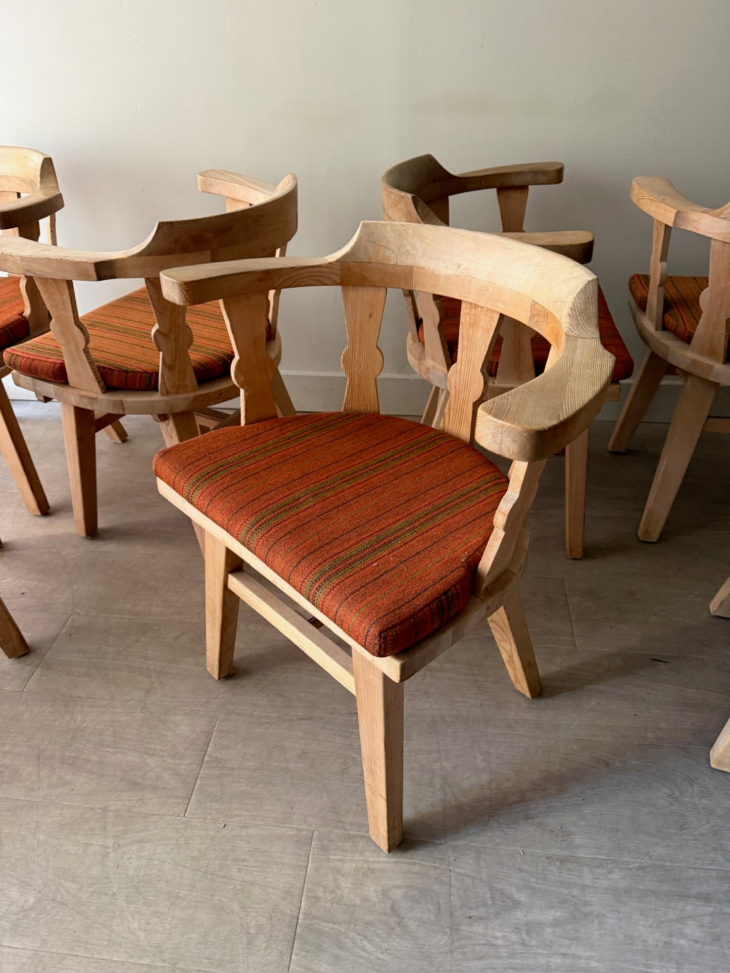 Krogenaes Norwegian pine dining chairs. Sold in pairs.