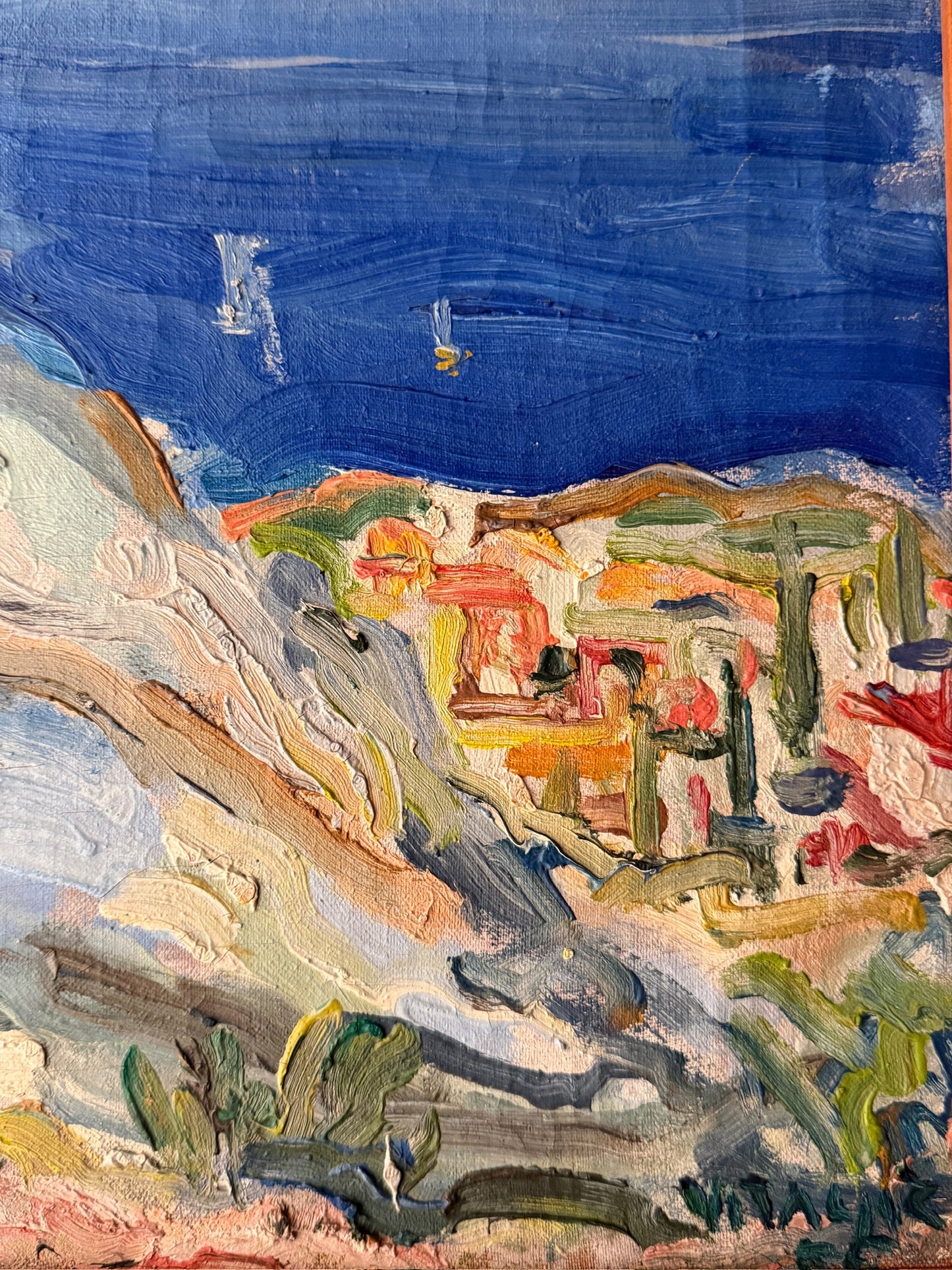 Impressionist South of France seascape. Signed.