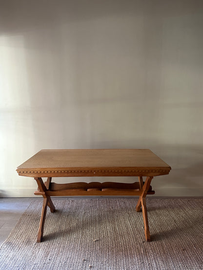 Danish oak dining table with removable leaves by Henning Kjaernulf