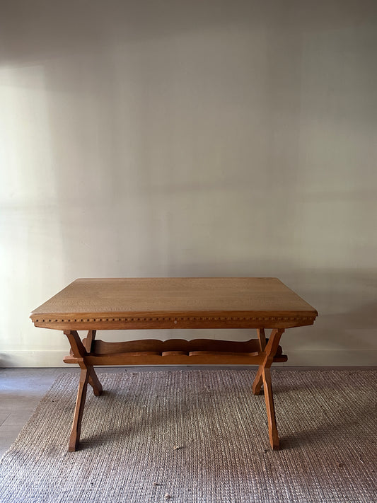 Danish oak dining table with removable leaves by Henning Kjaernulf