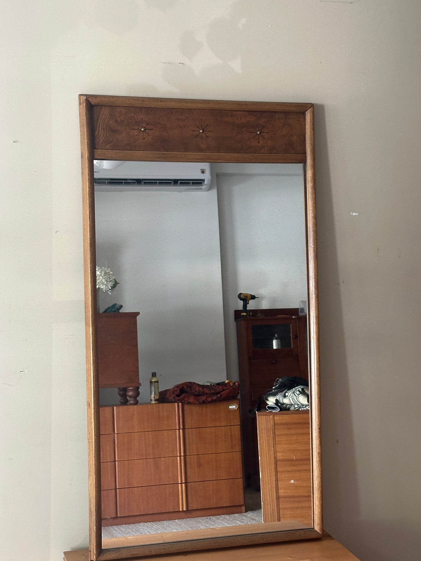 Walnut mirror with stars