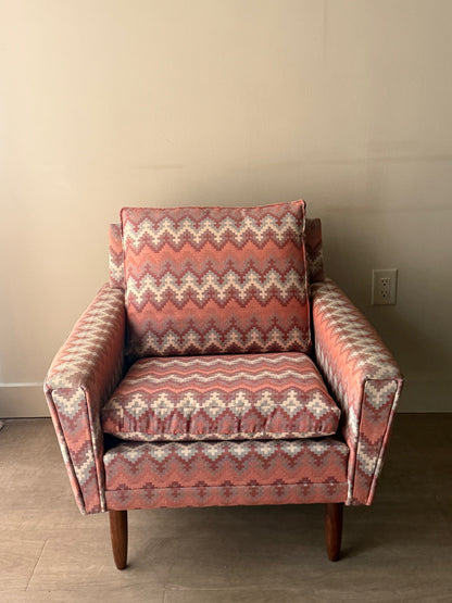 Danish pink patterned lounge chair