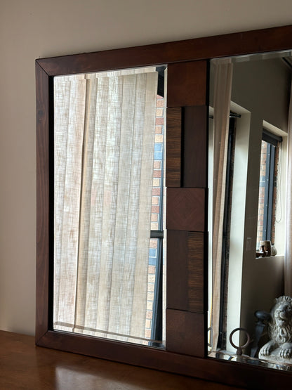 Brutalist walnut mirror