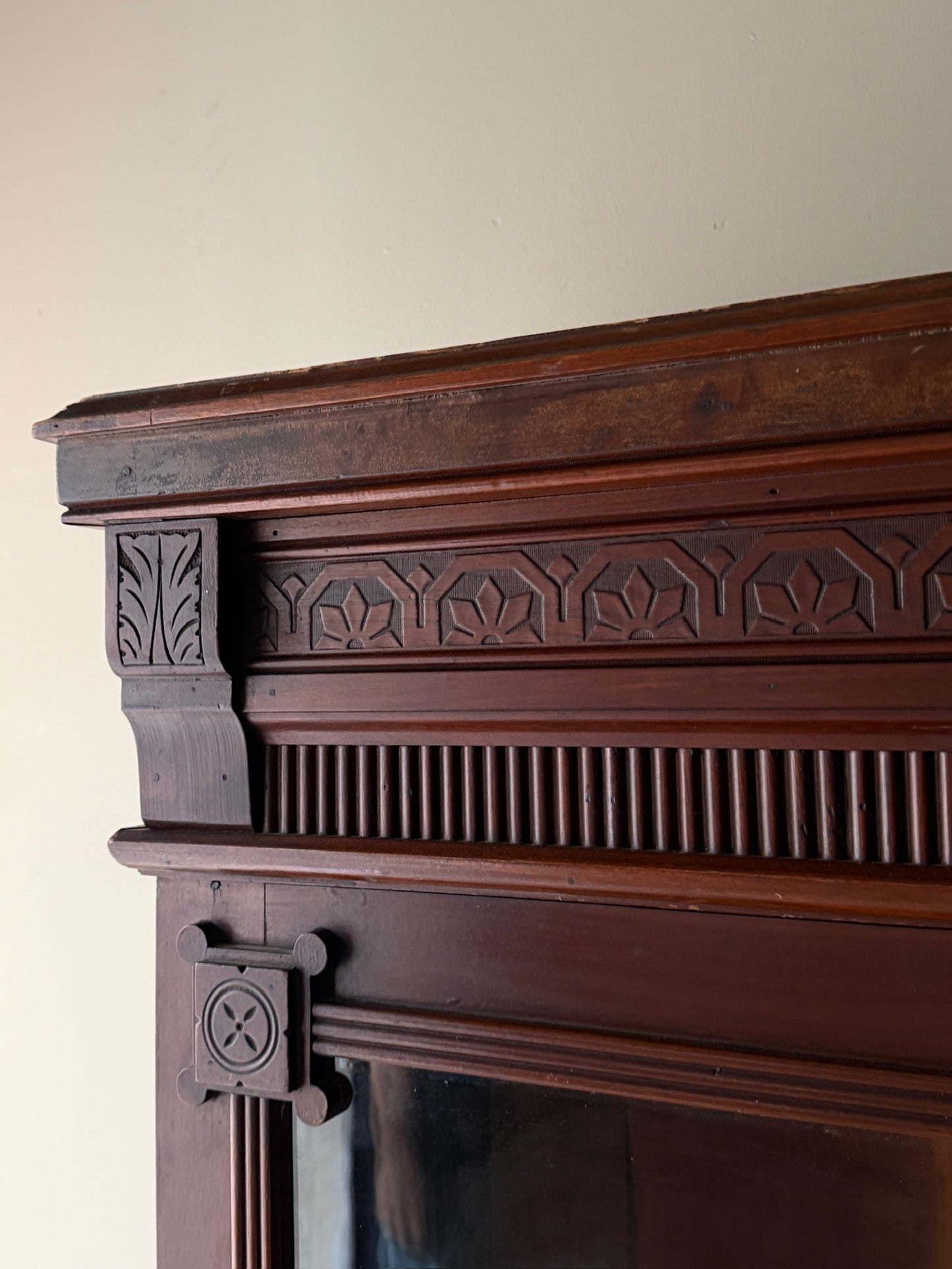 Victorian walnut display cabinet