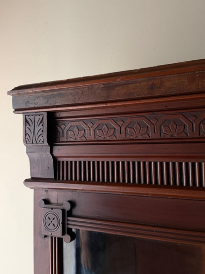 Victorian walnut display cabinet