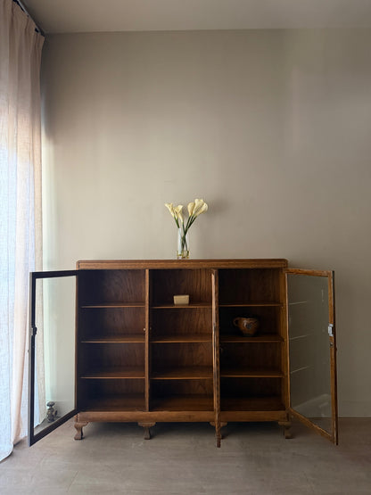 Golden oak 3 door display cabinet