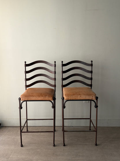 Wrought iron bar stools. Sold as pair.