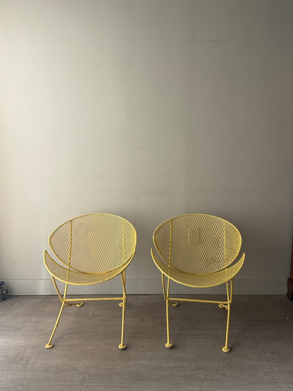Pair of yellow Salterini orange slice chairs