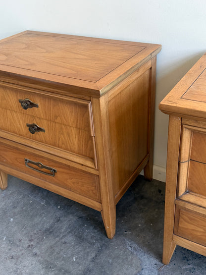 Walnut nightstands. Sold as a pair.