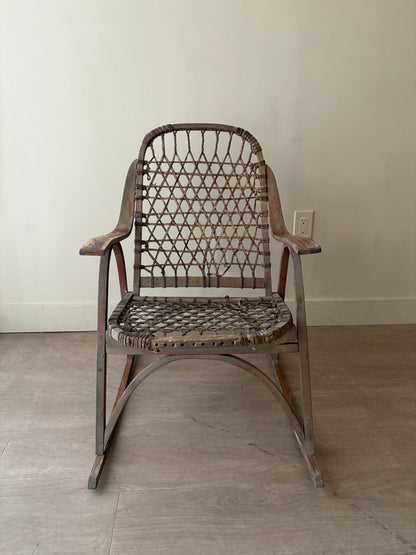 Bentwood rawhide ice fishing rocking chair