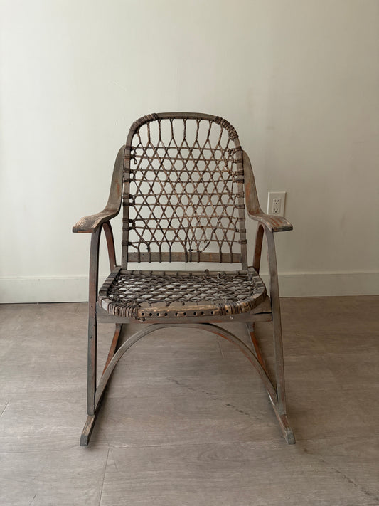 Bentwood rawhide ice fishing rocking chair