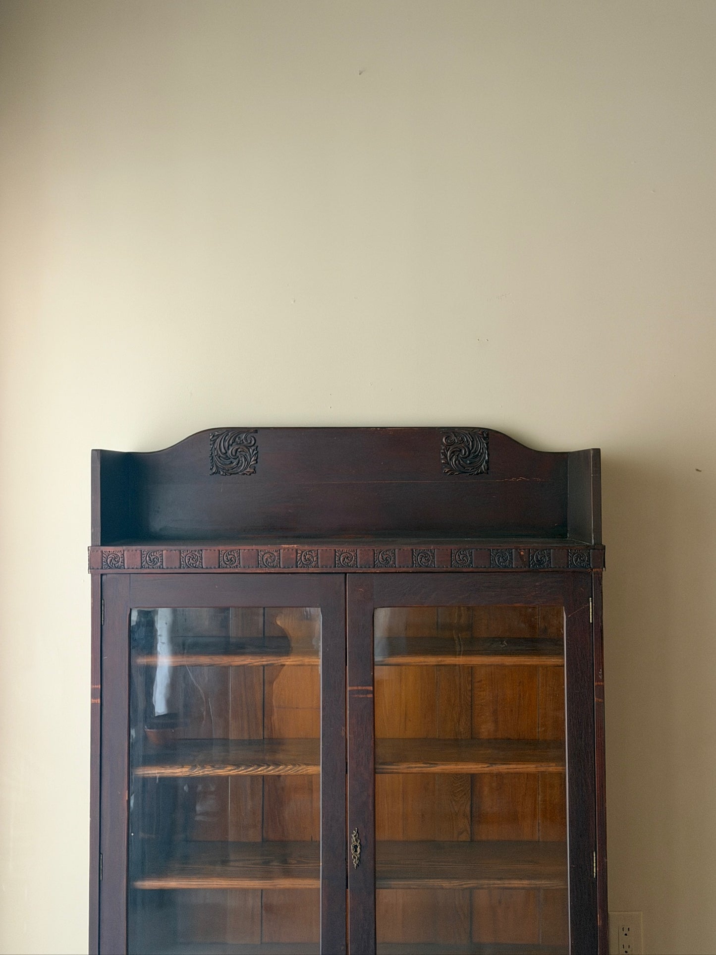 Victorian golden oak display cabinet