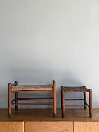 Pine rush footstools (left)