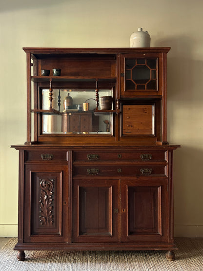 Oak two piece hutch