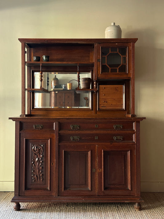 Oak two piece hutch