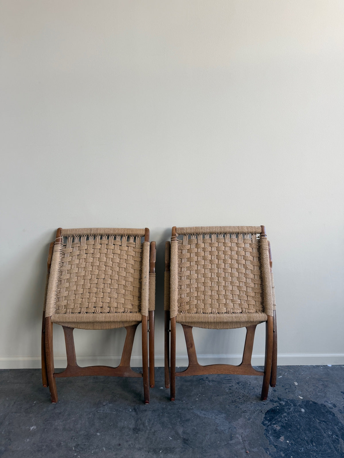 Twisted rope folding lounge chairs. Sold individually.